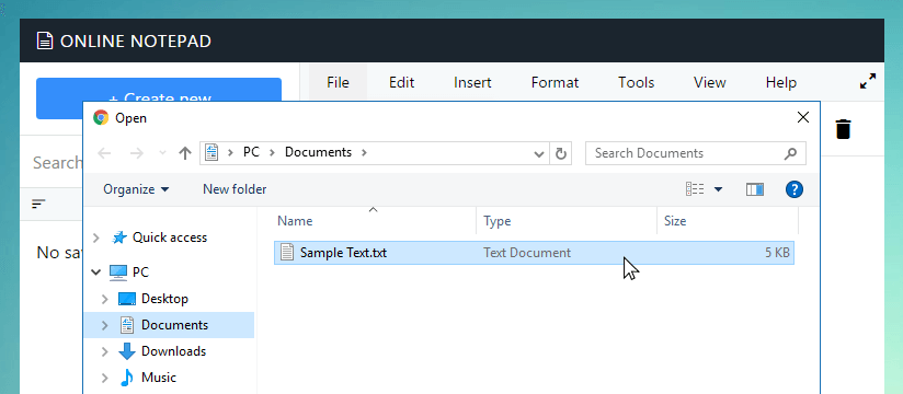 Open file dialog in Tipmedia
